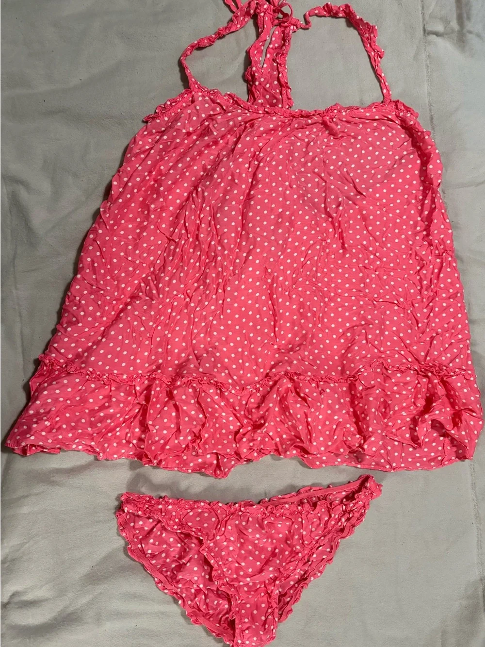 Victoria's Secret Pink Polka Babydoll Nightie Set